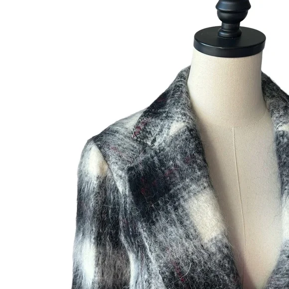 Theory Plaid Cafe Lithe Double Breasted CoatMEDIUM
